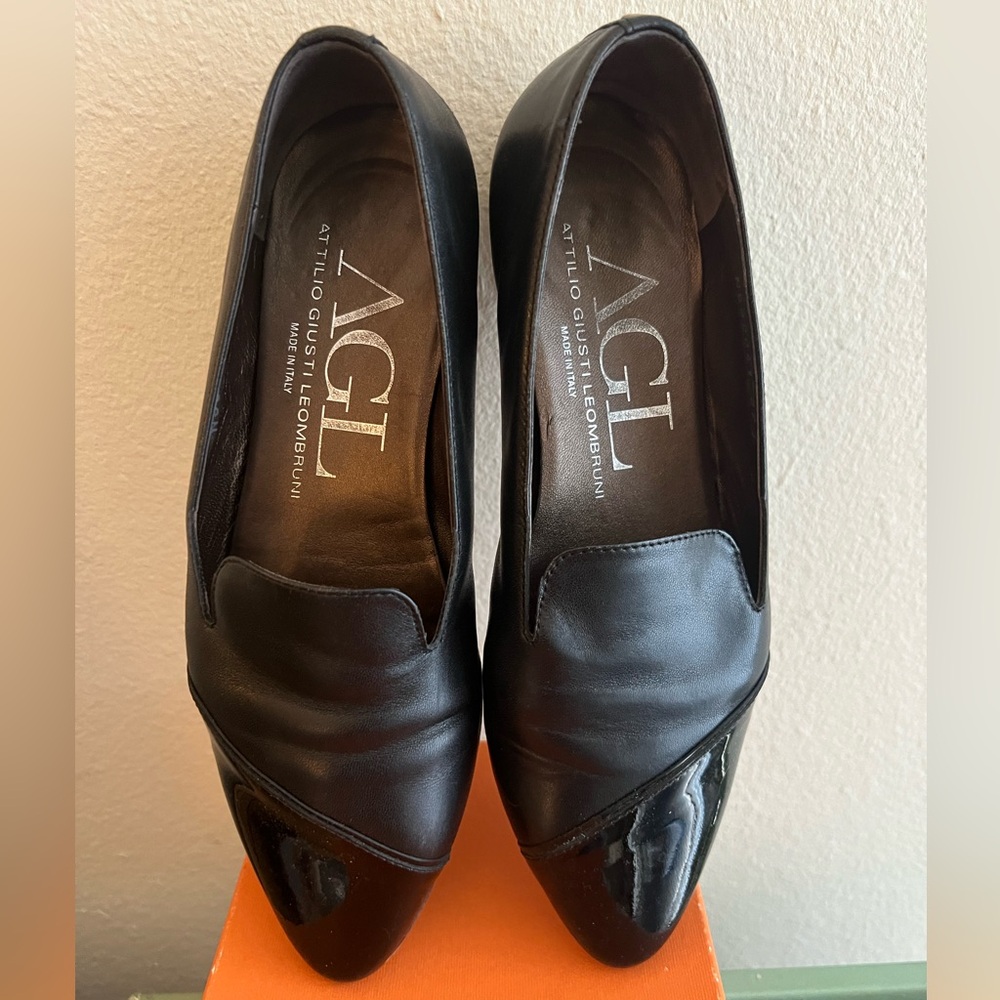 AGL black leather flats
